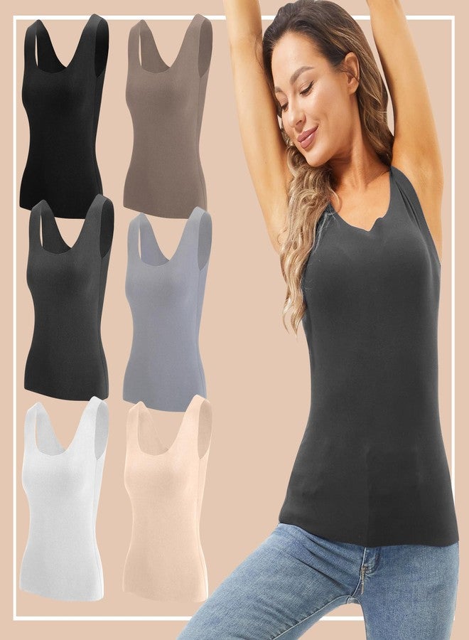 Breathffy مجموعة Breathffy المكونة من 6 قطع من القمصان الداخلية الحرارية بدون أكمام للنساء، مصنوعة من القطن، طبقة أساسية دافئة للنساء (صغير، أبيض، بيج، رمادي فاتح، رمادي غامق، كاكي، أسود) - Image 5